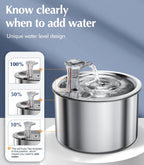 2L fully stainless steel pet water dispenser Automatic cat water fountain with optional sensor  and heater